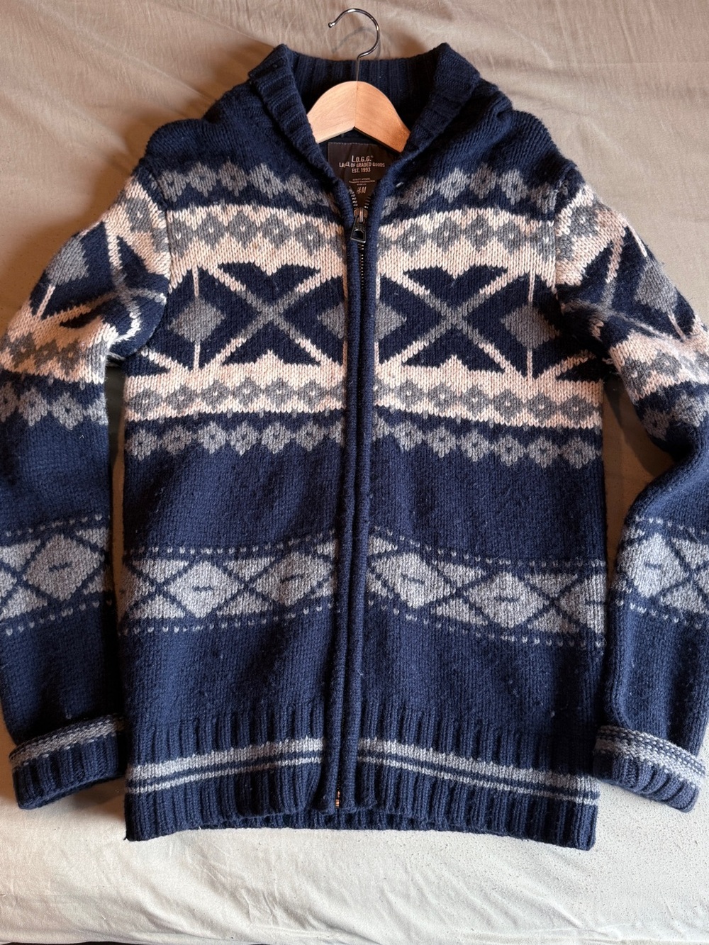 Kids Navy and Cream Zip Hoodie Sweater - Gap